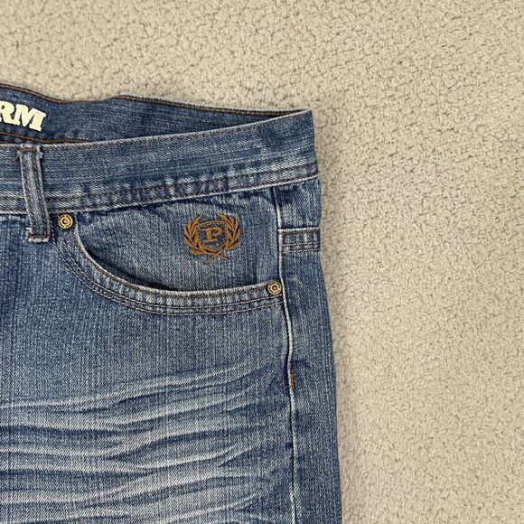 Y2k Phat Farm Denim Shorts Men 40 Medium Wash Baggy Loose Skater VTG Jorts - Picture 2 of 12